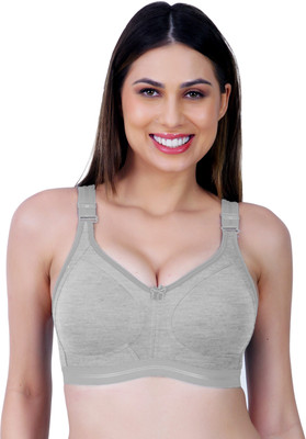 Ladyland Damani women Cotton 4 hook bra Women T-Shirt Non Padded Bra(Grey)