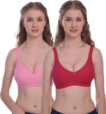 elina Women Sports Non Padded Bra(Pink, Maroon)