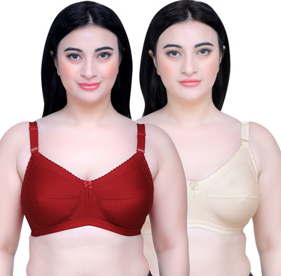 Maroon Women Minimizer Non Padded Bra(Multicolor)