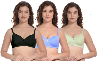 SLOPPY JOE Women Balconette Lightly Padded Bra(Blue, Black, Light Green)