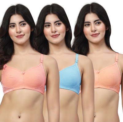 LILY inimad Women Bralette Non Padded Bra(Pink, Blue, Orange)