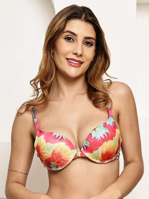 PrivateLifes PrivateLifes Pushup Padded Plunge Bra With Shine Strap for Women & Girls Women Push-up Lightly Padded Bra(Multicolor)