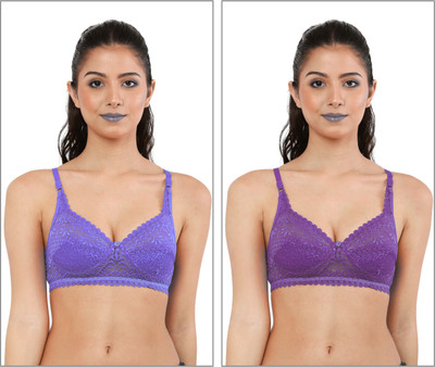Havenhues Women Everyday Lightly Padded Bra(Blue, Purple)