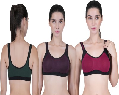 CURVZEX ZAMBIA Women Sports Non Padded Bra(Red, Purple, Dark Green)