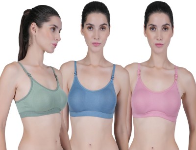 CURVZEX ANAYA Women Sports Non Padded Bra(Pink, Dark Blue, Dark Green)