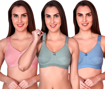 CURVZEX ZAMBIA Women Push-up Non Padded Bra(Pink, Dark Green, Dark Blue)