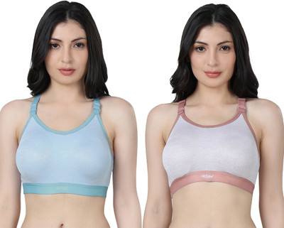 Ladyland Tanaya Women Sports bra Women Sports Non Padded Bra(Green, Orange)