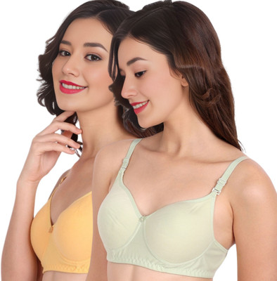 Liigne Women Everyday Non Padded Bra (Pack Of 2) for T-Shirt Saree Dress Sports Garment Women T-Shirt Non Padded Bra(Yellow)