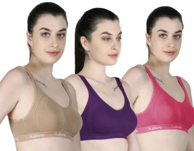Vanila (Size 36, Pack of 3) Women Sports Non Padded Bra(Beige, Pink, Purple)