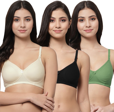 Docare Women T-Shirt Lightly Padded Bra(Beige, Black, Green)