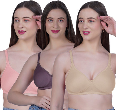 Shyam Sons FLAIR Navya Women T-Shirt Lightly Padded Bra(Orange, Purple, Brown)