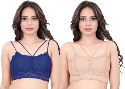 VS Beauti VS Beauti Dream Fit Women's Seamless Strap Padded Bra Women Bralette Lightly Padded Bra(Blue, Beige)