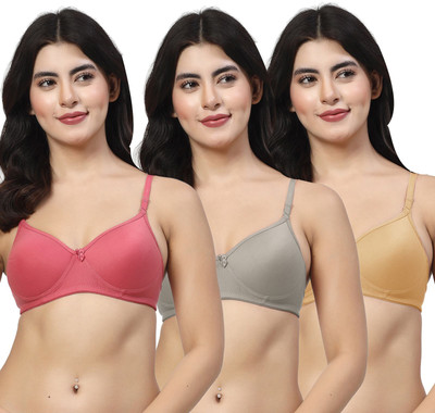 LILY maofcigam Women Full Coverage Heavily Padded Bra(Maroon, Grey, Gold)