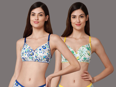 samvar B_Riopd Bra Women Minimizer Lightly Padded Bra(Blue, Yellow)