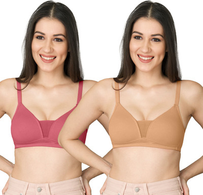 K LINGERIE Tulip Deep Neck Soft Padded Stylish Bra Women T-Shirt Lightly Padded Bra(Beige)