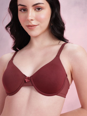 Dressberry Women T-Shirt Lightly Padded Bra(Maroon)