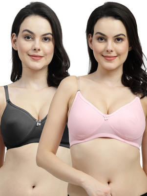 Shyam Sons FLAIR Double Layered Cup Women T-Shirt Non Padded Bra(Pink, Black)