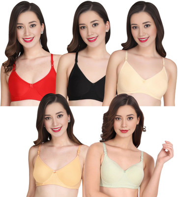 Liigne Women Everyday Padded Bra (Pack Of 5) for T-Shirt Saree Dress Sports Garment Women Full Coverage Lightly Padded Bra(Red)