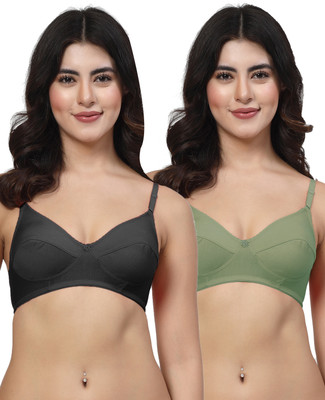 LILY manoop Women Everyday Non Padded Bra(Black, Green)