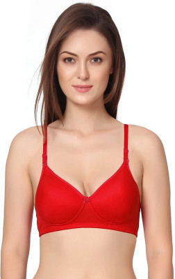 SK-NN Everday T-Shirt Bra Women T-Shirt Lightly Padded Bra(Red)