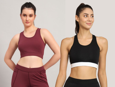 BEING RUNNER Women Sports Non Padded Bra(Maroon, Black)