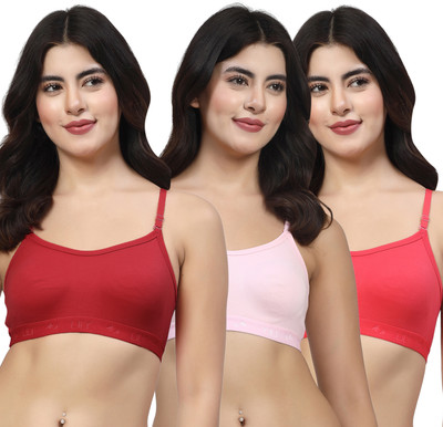 LILY 3321Mino Women Sports Non Padded Bra(Maroon, Pink, Red)