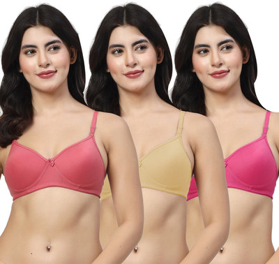 LILY maofcigam Women Full Coverage Heavily Padded Bra(Maroon, Beige, Pink)