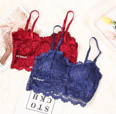 VS Beauti 529 Women Bralette Lightly Padded Bra(Maroon, Dark Blue)