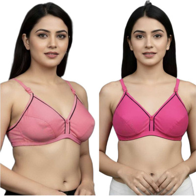 AMPIRE STORE FKT-AMP-BLK/MRN_BRA-32 Women Everyday Non Padded Bra(Black, Maroon)