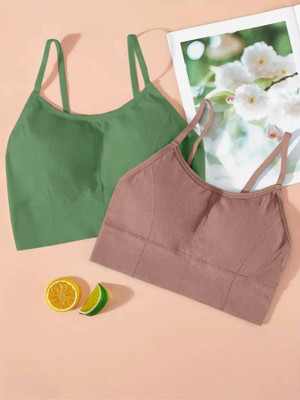 Payal Creation Women T-Shirt Lightly Padded Bra(Green, Brown)