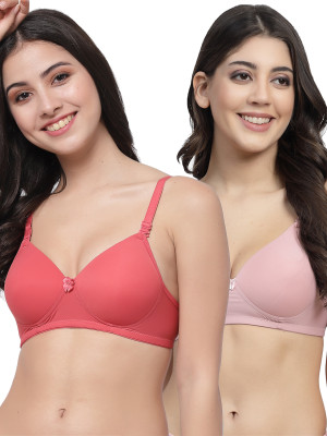 COLLEGE GIRL CGPAD1218-CGPAD1221 Women T-Shirt Lightly Padded Bra(Orange, Pink)