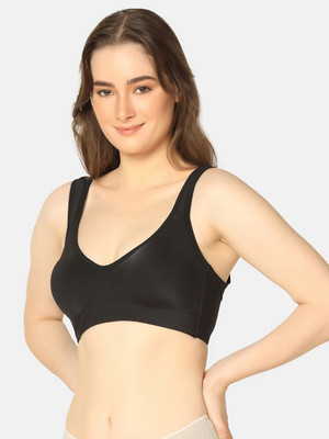 Curvy Love Deep Back Seamless Women Full Coverage Non Padded Bra(Black)