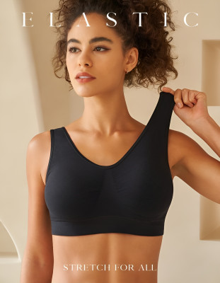 Zylum Fashion Sports Bras for Women Comfortable and Simple Lightweight Soft Breathable Elastic Women Sports Lightly Padded Bra(Black)