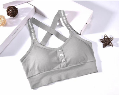 NAGARVEL CREATION cross-gry-01-p01-free Women T-Shirt Lightly Padded Bra(Grey)