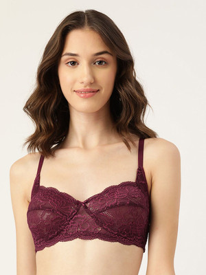 Dressberry DressBerry Floral Non Padded T-Shirt Lace Bra Women T-Shirt Non Padded Bra(Maroon)