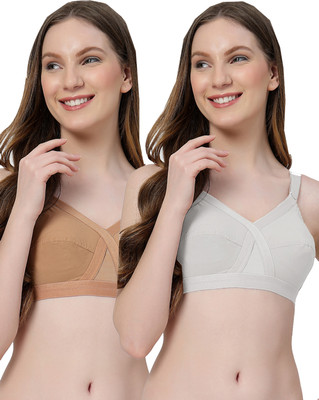 LILY C8811 Women Minimizer Non Padded Bra(Brown, White)