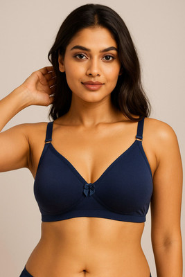 HRSOFT HRSFT-DRK-BLU-32B Women T-Shirt Non Padded Bra(Dark Blue)