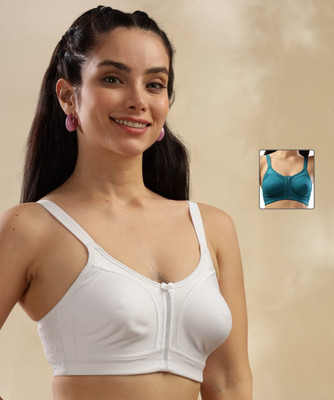 Dollar Missy Pack of 2 Rich Cotton Firm Support Plu Size Women Everyday Non Padded Bra(Blue, White)