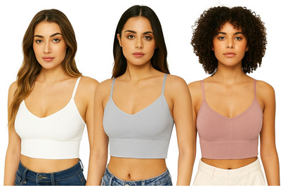 Surinka Women Sports Bras Yoga Gym Bra Women Sports Lightly Padded Bra(White, Pink, Grey)