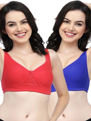 COLLEGE GIRL CG1214 Double Layered Women T-Shirt Non Padded Bra(Red, Dark Blue)