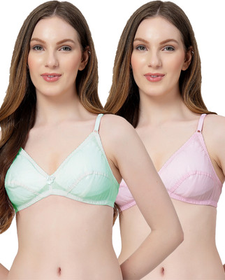 LILY anwahb Women Everyday Non Padded Bra(Green, Pink)