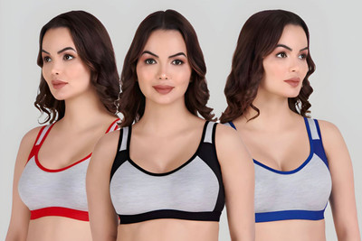 Wonkey Combo Sport Bra Multicolor Women Sports Non Padded Bra(Multicolor)