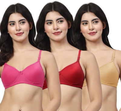 LILY maofcigam Women T-Shirt Heavily Padded Bra(Pink, Maroon, Gold)