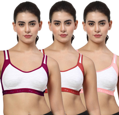 LILY Strops999 Women Sports Non Padded Bra(Purple, Maroon, Orange)
