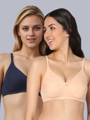 Eden EDEN01NAVYBLUESKIN Women T-Shirt Non Padded Bra(Blue, Beige)