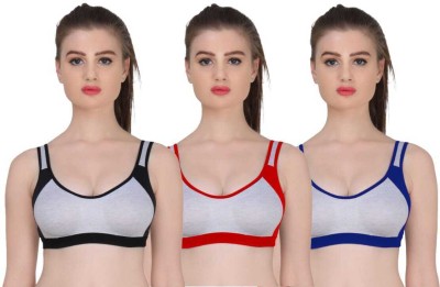 Fineenterprises Women Full Coverage Non Padded Bra(Black, Red, Blue)