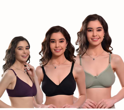 Manchi Fashion Manchi Fashion Women's Non-Padded Full Coverage Comfortable Bra with Adjustable Women T-Shirt Non Padded Bra(Multicolor)