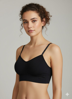 Gytwas Women Sports Lightly Padded Bra(Black)
