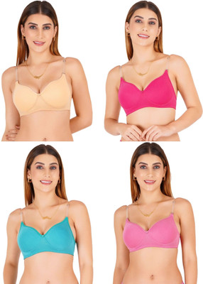 Liigne Transparent Strap Women Padded Bra Women Everyday Lightly Padded Bra(Gold)