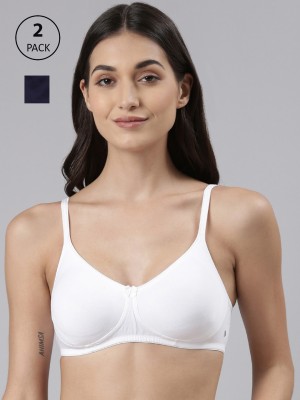 Dollar Missy Wire-Free Basic Support T-Shirt Women T-Shirt Non Padded Bra(White, Dark Blue)